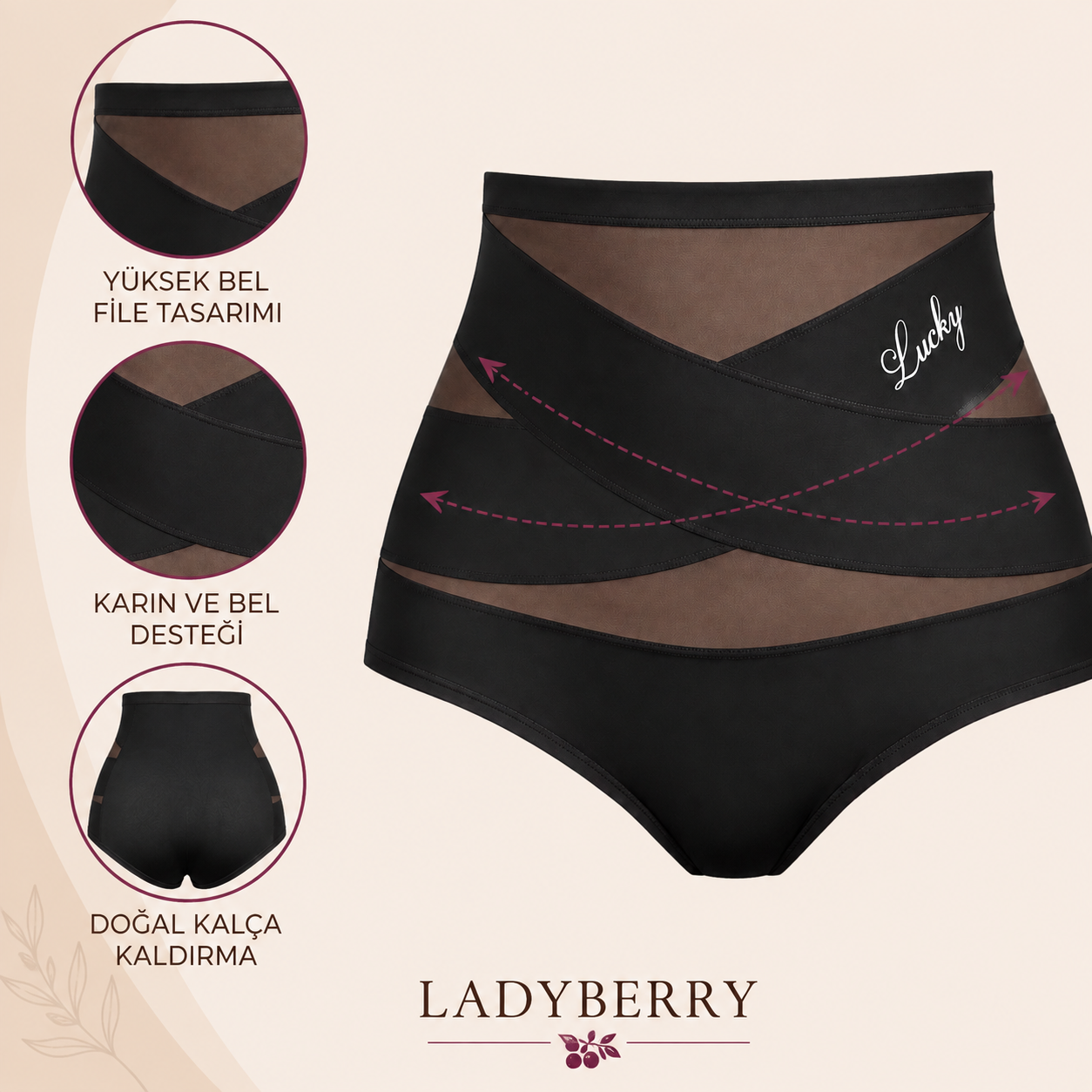 Ladyberry Siluet Korse – Çapraz Destekli Yüksek Bel Toparlayıcı